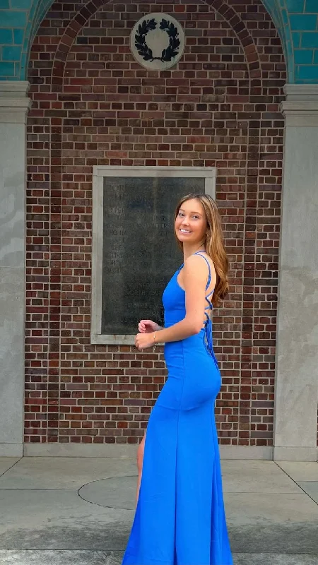 Elegant Blue Mermaid Prom Dress,Blue Formal Gown Y5521