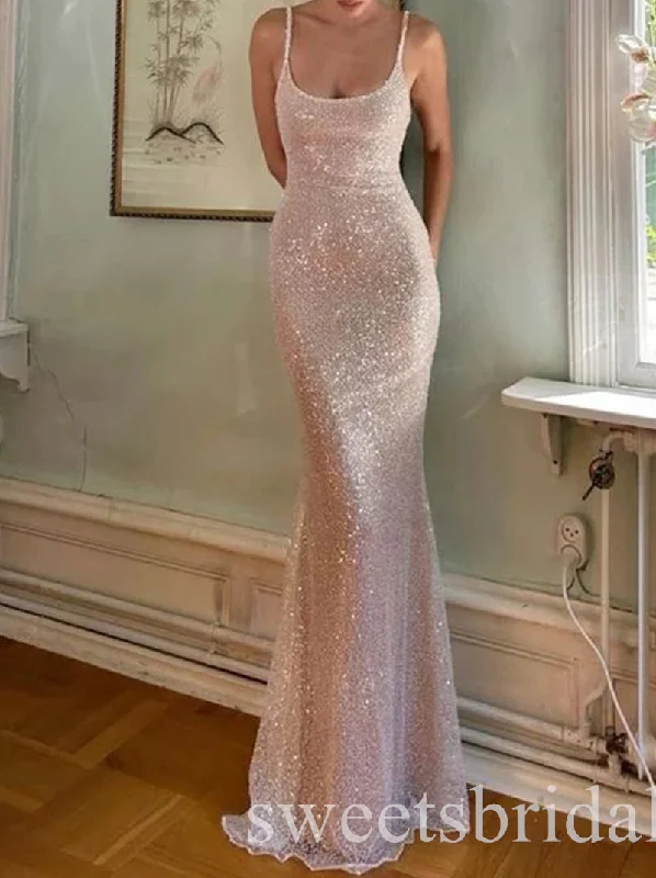 Sparkly Square Sleeveless Mermaid Long Prom Dress,SWS2472