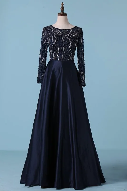 2024 Prom Dresses A Line Scoop Satin With Beading PS1KCHZD