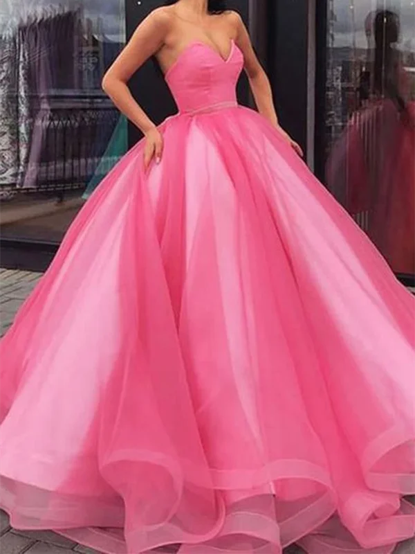 Pink Sweetheart Neck Tulle Long Prom Dresses, Pink Sweetheart Neck Tulle Long Formal Evening Dresses Pink Sweetheart Neck Tulle Long Prom Dresses, Pink Sweetheart Neck Tulle Long Formal Evening Dresses