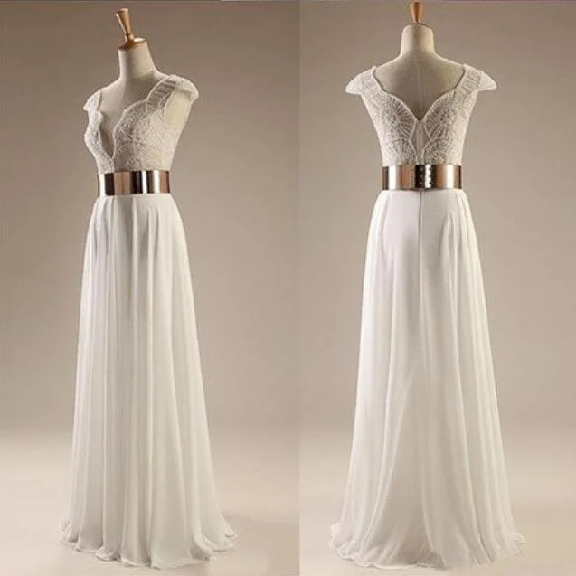 White Beading Cap Sleeves Elegant Custom Long Side Slit Party Evening Prom Dresses, PD0082 White Beading Cap Sleeves Elegant Custom Long Side Slit Party Evening Prom Dresses, PD0082
