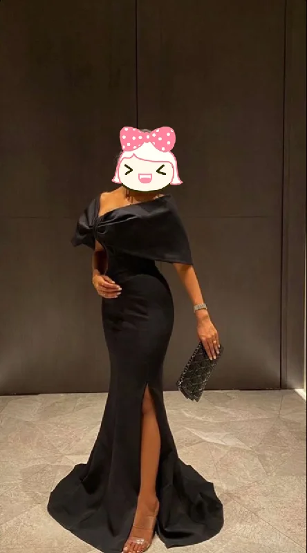 Women's Elegant Long Black Evening Dresses with Slit, Off the Shoulder Mermaid Prom Dress Y4760 Women's Elegant Long Black Evening Dresses with Slit, Off the Shoulder Mermaid Prom Dress Y4760