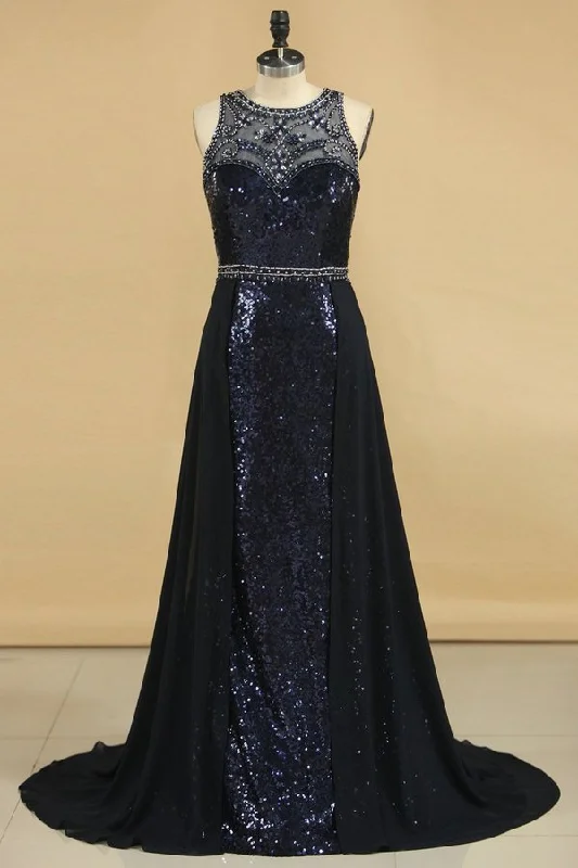 2024 Prom Dresses Scoop Sequins Mermaid P13M55Z7