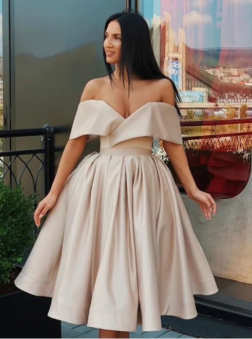 Champagne Off Shoulder Satin Short Prom Dresses , Champagne Formal Dresses, Off The Shoulder Evening Graduation Homecoming Dresses Champagne Off Shoulder Satin Short Prom Dresses , Champagne Formal Dresses, Off The Shoulder Evening Graduation Homecoming Dresses