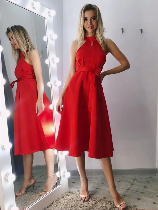Cute Red Satin Round Neck Short Prom Dress, Cute Satin Round Neck Short Graduation Homecoming Dress Cute Red Satin Round Neck Short Prom Dress, Cute Satin Round Neck Short Graduation Homecoming Dress