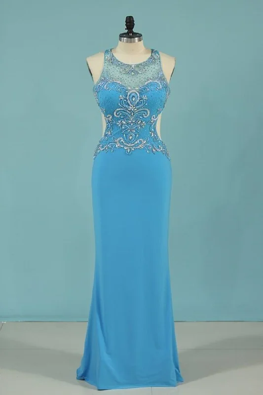 2024 Prom Dresses Scoop Beaded Bodice Spandex PQ96DPL3