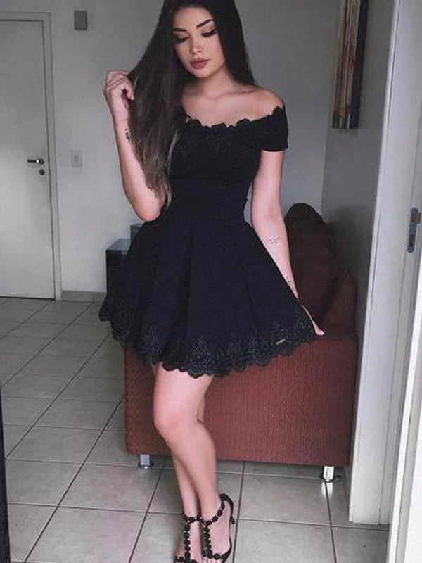 Gorgeous Lace Off-the-shoulder Neckline A-line Cocktail Dresses CD049
