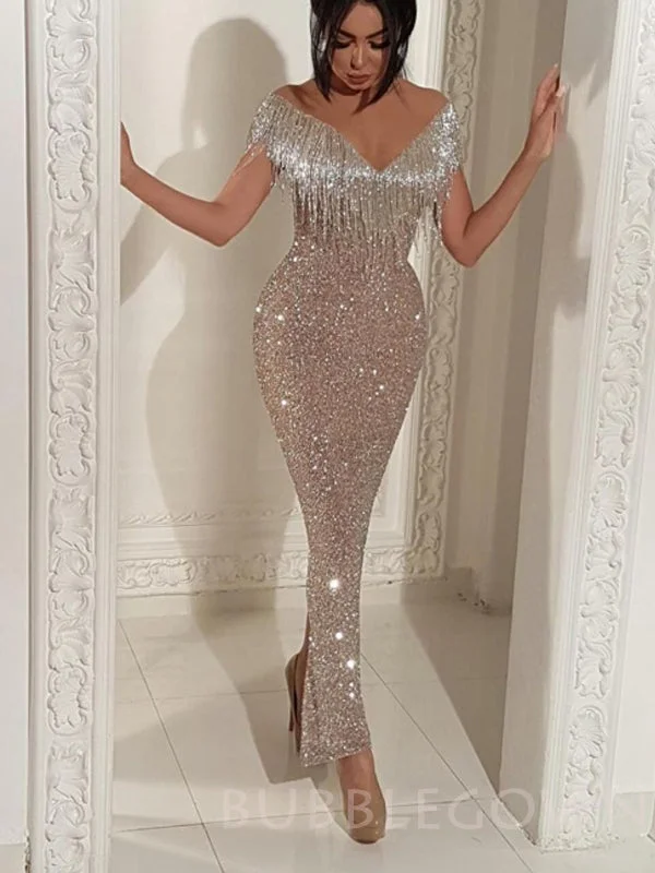 Elegant V-neck Sequin Mermaid Long Mermaid Evening Prom Dresses, Cheap Custom Prom Dresses, MR7732 Elegant V-neck Sequin Mermaid Long Mermaid Evening Prom Dresses, Cheap Custom Prom Dresses, MR7732