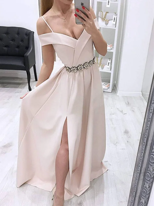 Unique Off Shoulder Long Prom Dress With Side Split, Off The Shoulder Long Evening Dress Unique Off Shoulder Long Prom Dress With Side Split, Off The Shoulder Long Evening Dress