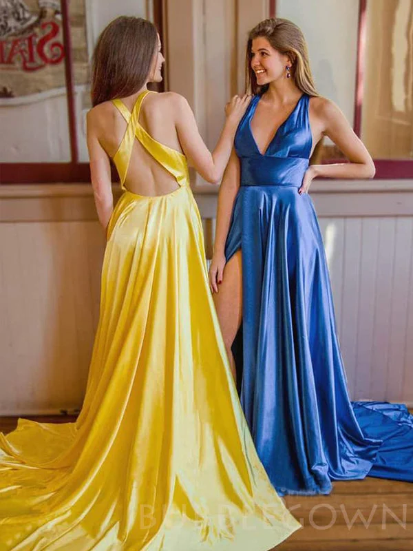 Criss-Cross Straps Sexy Deep V-neck A-line Long Backless Evening Prom Dresses, MR7668 Criss-Cross Straps Sexy Deep V-neck A-line Long Backless Evening Prom Dresses, MR7668
