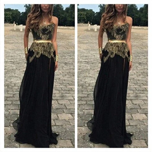 Popular Junior Sweet Heart Goledn Black Formal A Line Cheap Floor Length Prom Dresses, WG234 Popular Junior Sweet Heart Goledn Black Formal A Line Cheap Floor Length Prom Dresses, WG234