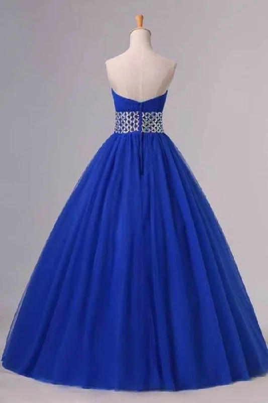 2024 Prom Dress Strapless Dark Royal Blue A Line/Princess Pick Up Tulle Skirt Beaded P21LA3TZ 2024 Prom Dress Strapless Dark Royal Blue A Line/Princess Pick Up Tulle Skirt Beaded P21LA3TZ