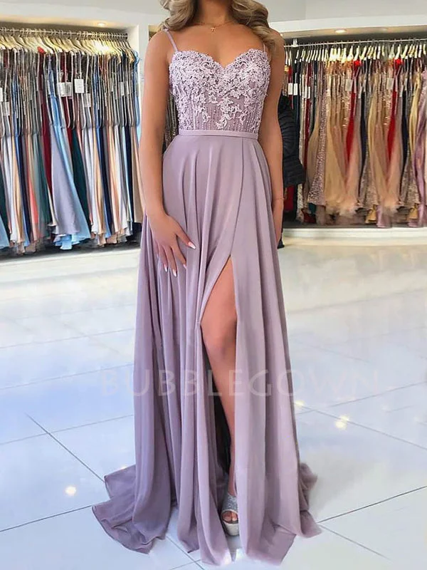 A-line Spaghetti Straps Dusty Purple Chiffom Long Evening Prom Dresses, Cheap Custom Prom Dresses, MR7629 A-line Spaghetti Straps Dusty Purple Chiffom Long Evening Prom Dresses, Cheap Custom Prom Dresses, MR7629