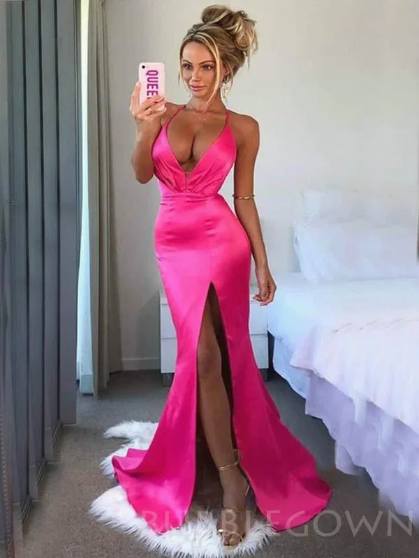 Azalea Satin Spaghetti Straps Mermaid Long Evening Prom Dresses, Cheap Custom Prom Dresses, MR7660 Azalea Satin Spaghetti Straps Mermaid Long Evening Prom Dresses, Cheap Custom Prom Dresses, MR7660