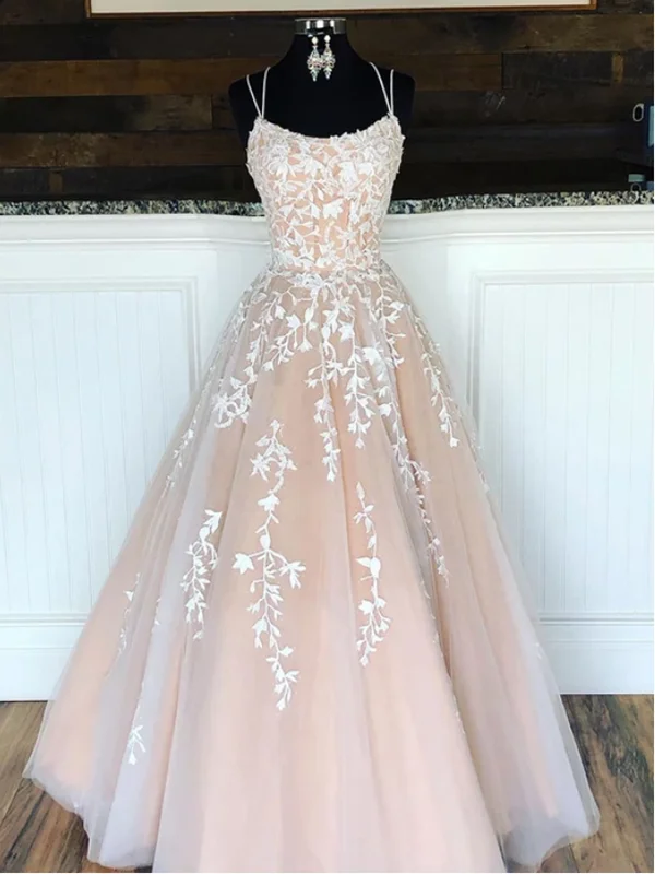 Custom Made Champagne Tulle Lace Long Prom Dress, Champagne Tulle Lace Long Evening Dress Custom Made Champagne Tulle Lace Long Prom Dress, Champagne Tulle Lace Long Evening Dress