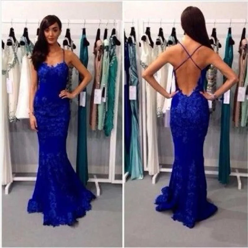 Long Lace Royal Blue Straps Backless Mermaid Sexy Inexpensive Evening Party Prom Dress, PD0042 Long Lace Royal Blue Straps Backless Mermaid Sexy Inexpensive Evening Party Prom Dress, PD0042