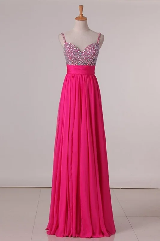 2024 Prom Dresses A Line Spaghetti Straps Beaded Bodice PS3CBPQE