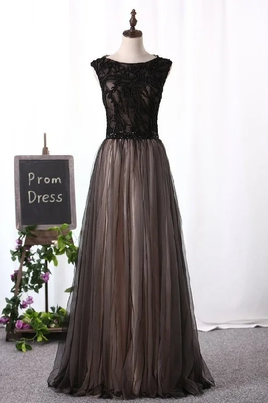 2024 Prom Dresses Scoop A Line With Beading Sweep PYG1GSA6