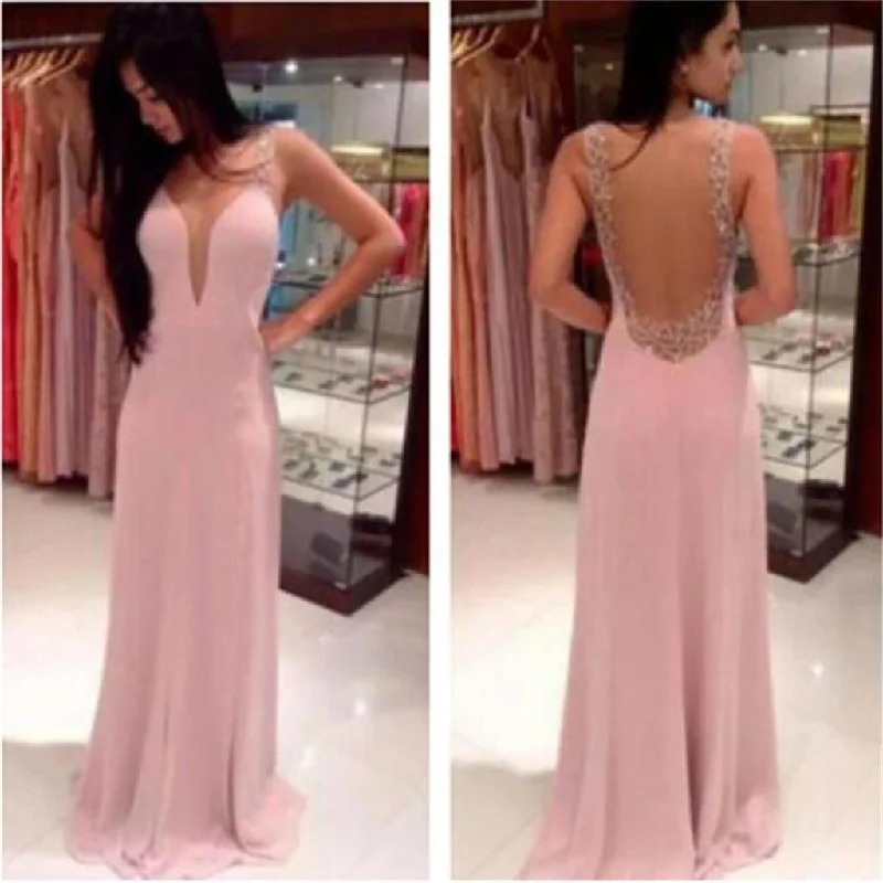 Pink Deep V-Neck Backless Long Pretty Evening Pary Affordable Maxi Prom Dresses, PD0076 Pink Deep V-Neck Backless Long Pretty Evening Pary Affordable Maxi Prom Dresses, PD0076