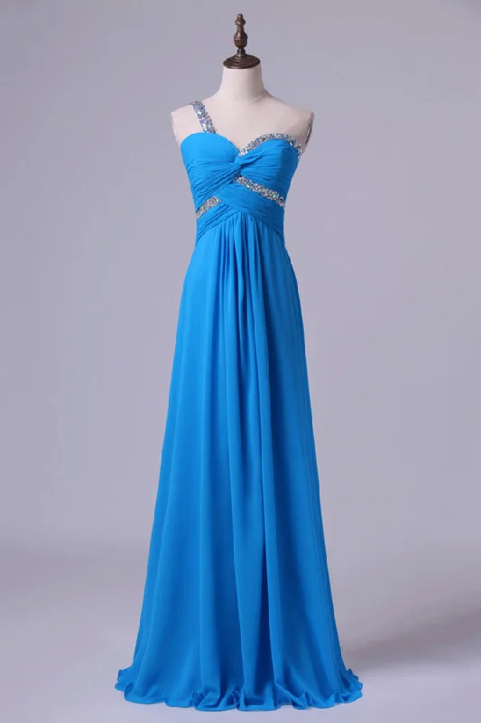 2024 Prom Dress One Shoulder A Line Floor Length Ruffles Bud Green P1HT49ZM