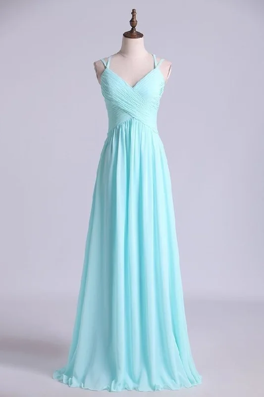 2024 Prom Dress Spaghetti Straps Chiffon A Line Ruffled Bodice With Criss Crossed P62FBXZ2 2024 Prom Dress Spaghetti Straps Chiffon A Line Ruffled Bodice With Criss Crossed P62FBXZ2