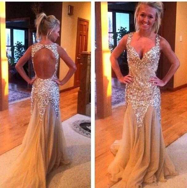 Bling Open Back Golden Mermaid Shinning Gorgeous Evening Party Long Prom Dresses, WG229 Bling Open Back Golden Mermaid Shinning Gorgeous Evening Party Long Prom Dresses, WG229