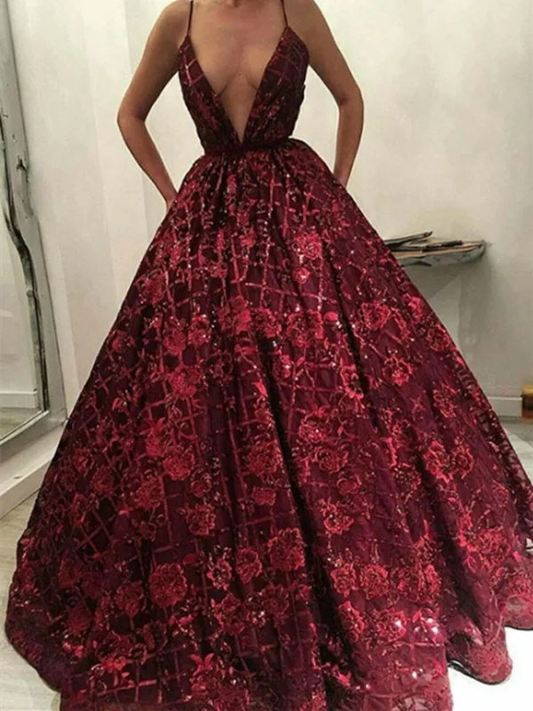 Burgundy V Neck Sequins Long Prom Dress, Burgundy V Neck Sequins Long Formal Evening Dress Burgundy V Neck Sequins Long Prom Dress, Burgundy V Neck Sequins Long Formal Evening Dress