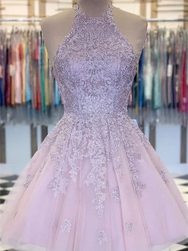 Pink Tulle Lace Short Prom Dresses, Pink Tulle Lace Short Homecoming Evening Dresses Pink Tulle Lace Short Prom Dresses, Pink Tulle Lace Short Homecoming Evening Dresses
