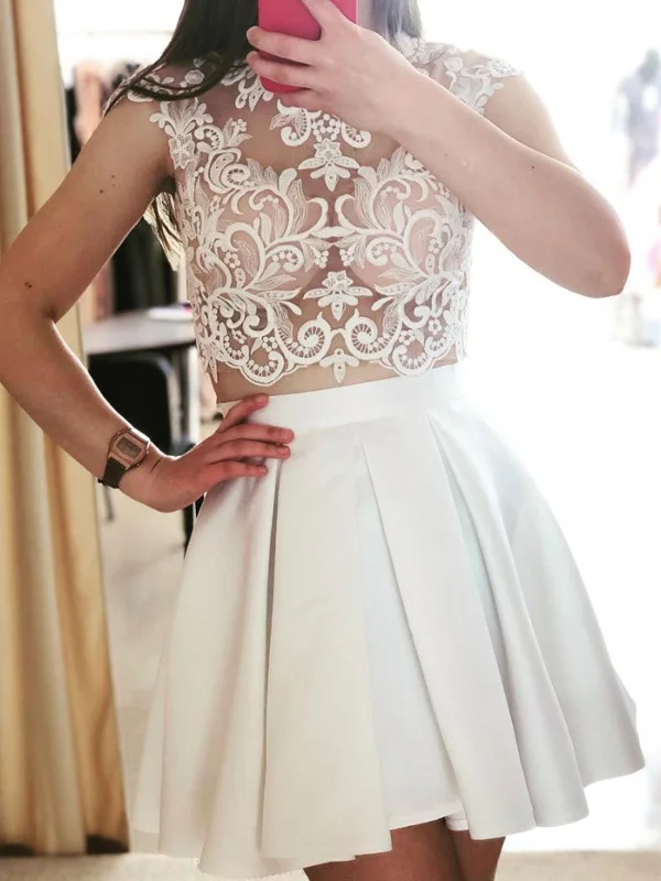 Cute White Two Pieces Lace Short Prom Dress,Cute White 2 Pieces Lace Short Graduation Homecoming Dress Cute White Two Pieces Lace Short Prom Dress,Cute White 2 Pieces Lace Short Graduation Homecoming Dress