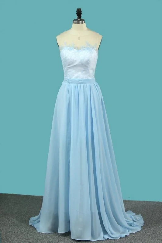 2024 Lace & Chiffon Prom Dresses Sweep Scoop PMKRXRQ6
