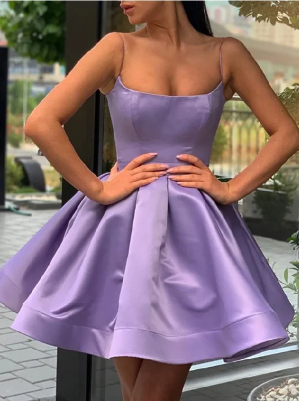 Custom Made A Line Spaghetti Straps Purple Short Prom Dresses, Short Purple Formal Homecoming Dresses Custom Made A Line Spaghetti Straps Purple Short Prom Dresses, Short Purple Formal Homecoming Dresses