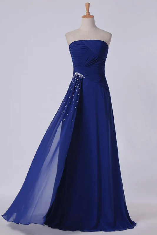 2024 Classic Prom Dresses Strapless A Line Chiffon Floor Length With Ruffles And PYXZFGR4 2024 Classic Prom Dresses Strapless A Line Chiffon Floor Length With Ruffles And PYXZFGR4