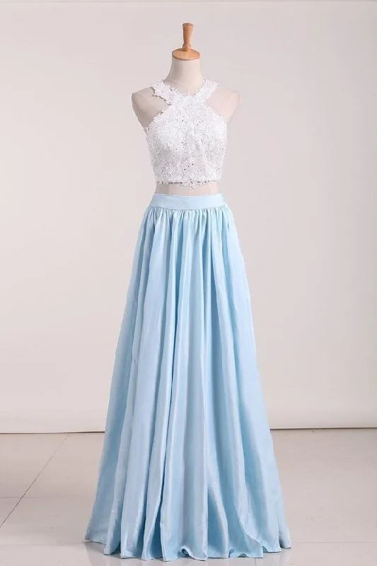 2024 Prom Dresses A Line Satin With Applique Floor Length PXX8CK9M