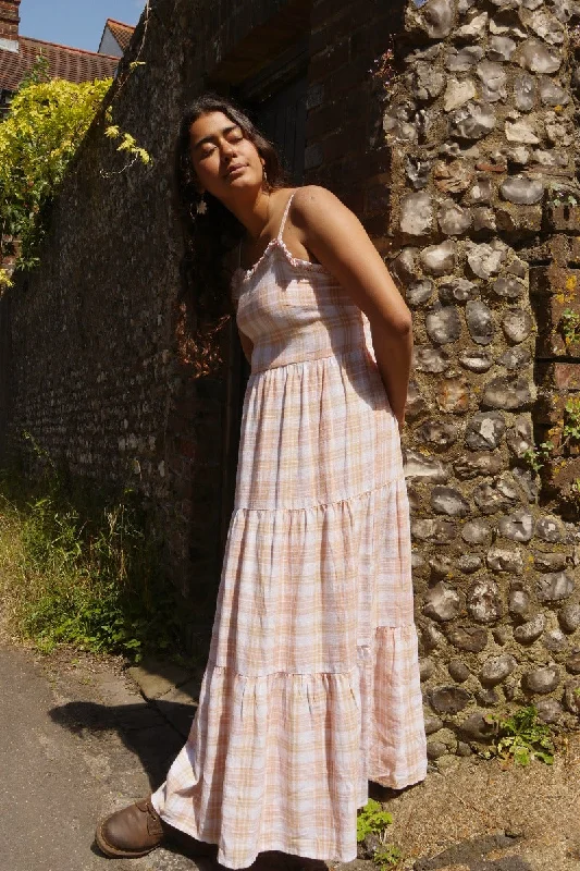 Alice Maxi Dress in Laceleaf White Tartan Cozy Longline Maxi Dress
