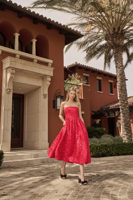 Arielle Jacquard Belle Strapless Maxi Dress Chic Summer Floral Maxi Dress