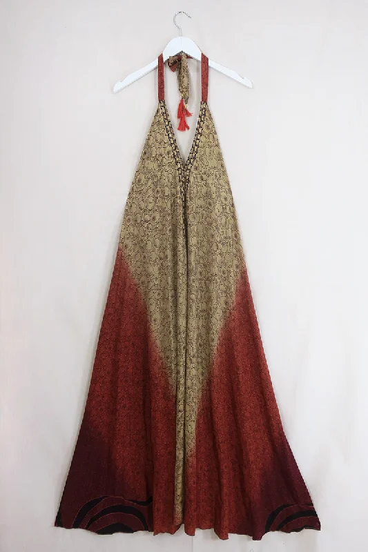 Athena Maxi Dress - Vintage Sari - A Night in the Winding Desert - Free Size L/XL Fashionable Asymmetrical Maxi Dress Athena Maxi Dress - Vintage Sari - A Night in the Winding Desert - Free Size L/XL Fashionable Asymmetrical Maxi Dress