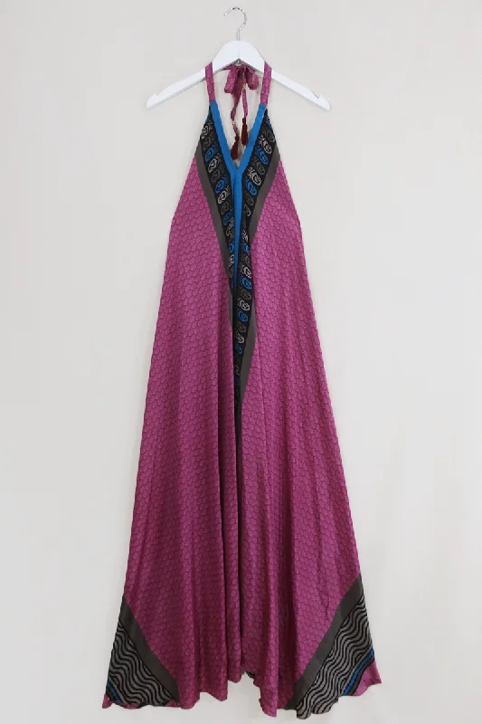 Athena Maxi Dress - Vintage Sari - Rouge Flower Buds - Free Size M/L Fashionable Sleeveless Maxi Dress Athena Maxi Dress - Vintage Sari - Rouge Flower Buds - Free Size M/L Fashionable Sleeveless Maxi Dress