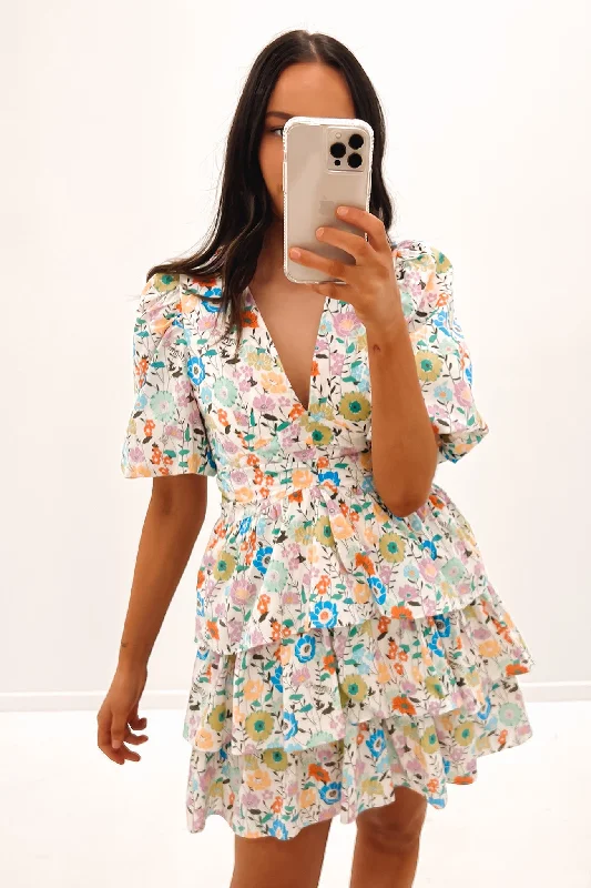 Austin Mini Dress Floral Chic Pleated Mini Dress