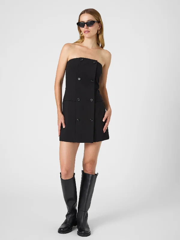 Azra Twill Strapless Mini Dress Fashionable Denim Mini Dress