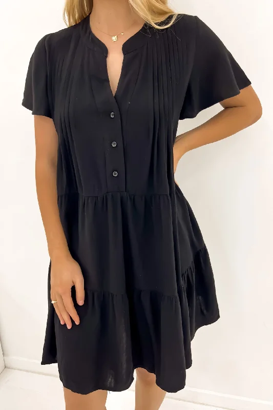 Blaire Mini Dress Black Elegant Floral-Print Mini Dress