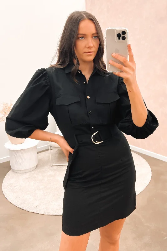 Cassidy Mini Dress Black Comfortable Bodycon Mini Dress