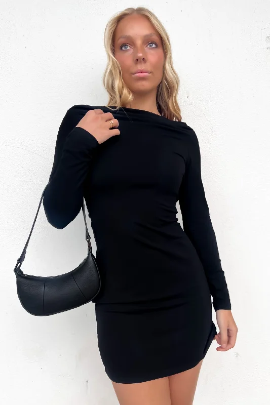 Darcie Mini Dress Black Fashionable A-Line Mini Dress