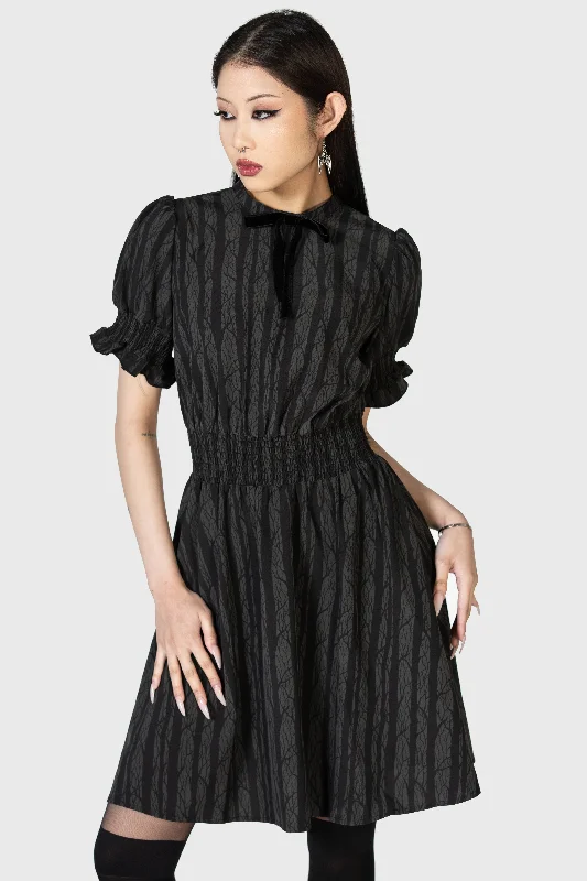Eerie Pines Mini Dress Fashionable Lace-Trim Mini Dress