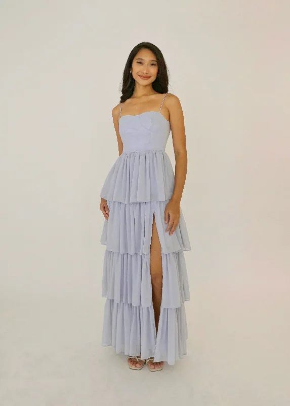 Eloise maxi dress (DOVE GRAY) Trendy Satin Maxi Dress