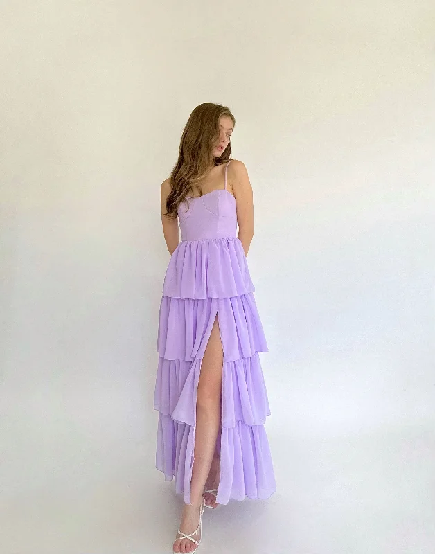 Eloise maxi dress (LILAC) Stylish Maxi Dress with Pleats