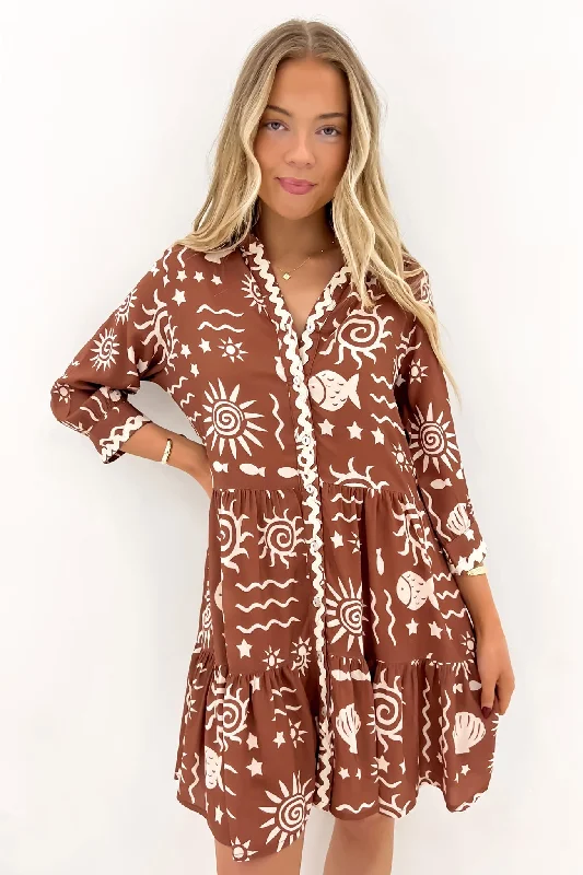 Emelle Mini Dress Chocolate Soleil Comfortable Casual Mini Dress