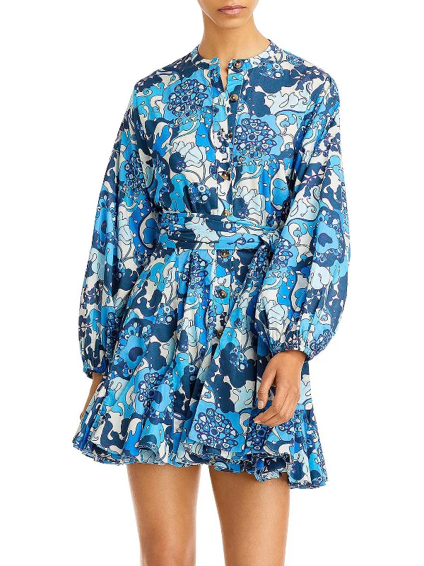 Emma Womens Cotton Short Mini Dress Trendy Tie-Dye Mini Dress