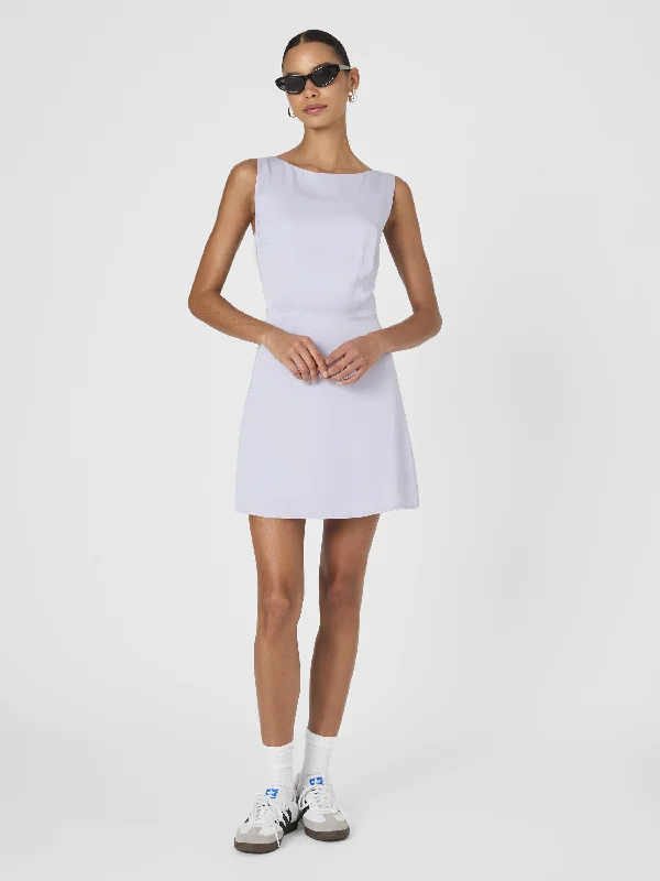 Ennis Satin Low Back Mini Dress Classic Striped Mini Dress