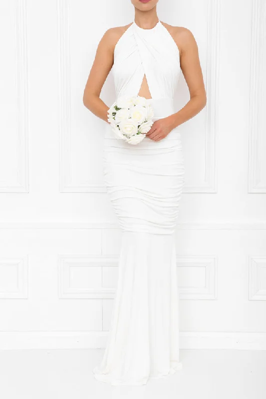 Erin White Ivory Backless Bridesmaids Maxi Dress Comfortable Cotton Maxi Dress