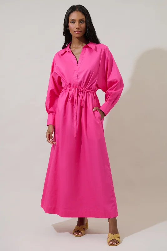 Faiza Dolman Sleeve Poplin Maxi Dress Fashionable Chiffon Tiered Maxi Dress